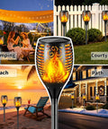 Outdoor Solar Torch Lights With Dancing Flame 99 LED 43 Inch Waterproof And Weatherproof Solar Powered Pathway Lights for garden and yard.