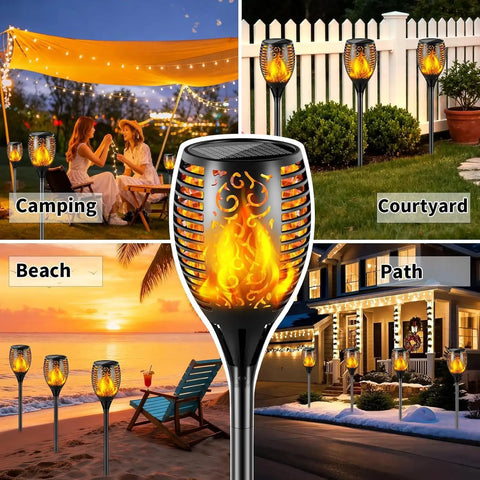 Outdoor Solar Torch Lights With Dancing Flame 99 LED 43 Inch Waterproof And Weatherproof Solar Powered Pathway Lights for garden and yard.