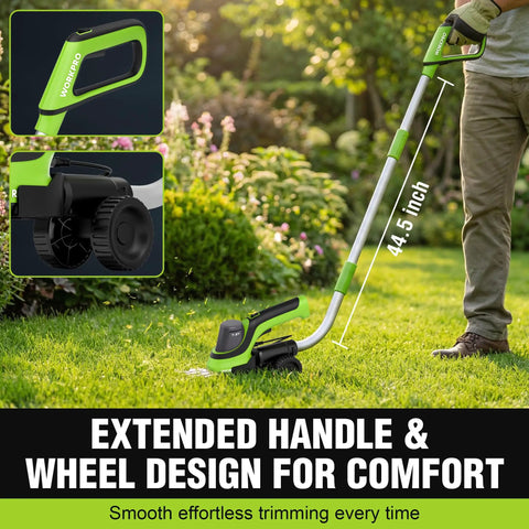Man using Cordless 2-In-1 Grass Trimmer And Hedge Cutter with 44.5-Inch Extension Pole in a garden