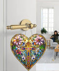Hanging Diamond Art Ornament Dope Heart Shaped Cross Kit for Adults Crystal Sun Catcher on door handle in living room