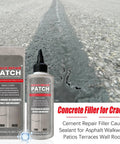 Concrete Crack Filler And Sealant For Driveways And Patios No Mess Waterproof Joint Repair With High Elasticity Expansion Formula 100ml shown on pavement with visible crack repair results.