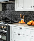 Sleek Black Cabinet Pulls 5 Inch Square Drawer Handles 128mm Hole Centers 2 Pack For Kitchen Cabinets And Closets Installed