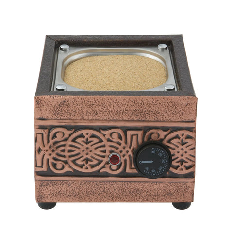 Copper Turkish Heating Sand Coffee Maker With Pot Old School Traditional Square Ottoman Design Electric 110 To 230 Volt Brew Machine For Coffee Or Tea Vintage Copper Look Durable And Easy To Use.