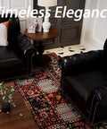 Top Shelf Antique Brass Daisy Upholstery Tacks 7/16 Inch 120 Pack displayed in an elegant living room with black leather sofas.