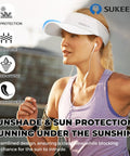 Woman wearing Lightweight Sports Sun Visor for Men and Women Packable Cooling Stretchy Visor Hat for Running Tennis Golf White