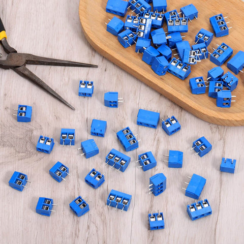 Blue 70 Pieces 2 Pin And 3 Pin 5mm Pitch PCB Mount Screw Terminal Blocks Pack For Cable Connections 300V 10A Circuit Board Connectors