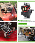 Replacement Carburetor 799584 For 550EX 625EX 675EX 725Exi Engines With Air Filter Kit installed on red lawn mower