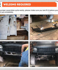 ECOTRIC front bumper bare-metal kit parts and a black bumper; Jeep Cherokee XJ front-end upgrade (4-image collage).