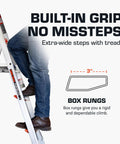 Flip N Lite 6 Foot Aluminum Stepladder With Full Size Standing Platform And Easy Release Handle For Quick Setup No Pinching And Lightweight Home And Job Site Ladder For Reaching High Areas, side view with user on 3-inch steps