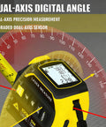 Straight Up Heavy Duty 4 In 1 Laser Tape Measure Boasting 328 Foot Range And 16 Foot Steel Backup with dual-axis angle display.