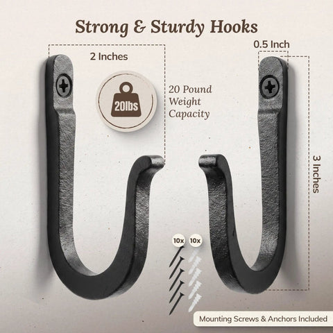Railroad Spike Cast Iron Wall Hooks Built Tough So You Hang Heavy Gear Without A Sweat No Bending Farmhouse Decor Hardware Powder Coated Rustproof For Coats Bags Or Pots Indoors Or Outdoors Black 10 Pack