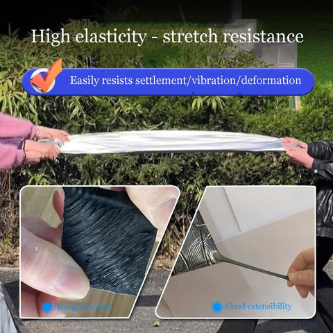 Hella Tough Self Adhesive Roof Tape With Thick Aluminum Foil Backing and Heavy Duty Bitumen Waterproofing Membrane Roll shown in use for stretch resistance.