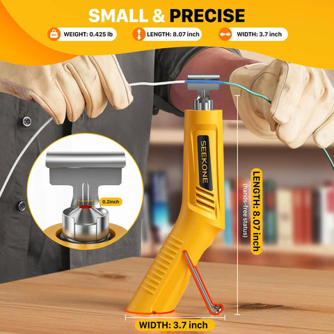 Mini Cordless Heat Gun With Four Temperature Settings Up To 752 F USB Rechargeable Hot Air Tool shown in use with dimensions.