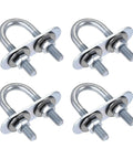 Heavy Duty Round U-Bolts Set Of 4 With Nuts, Plates And Washers, 0.63 Inch Inner Width, 46mm Length, M6 Thread, Steel U-Bolt Hardware