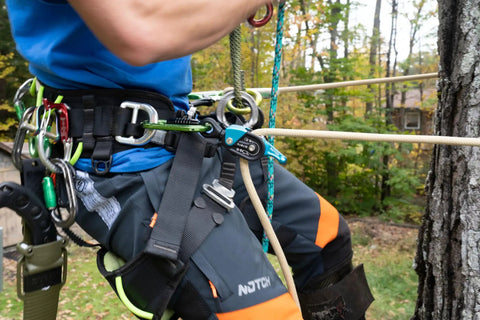Rope Grab with Three Friction Settings and One Hand Operation in use on 11 to 13mm lines for climbing, showing ergonomic design