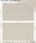Comparison of two beige fabric textures showing upgraded weave for Storage Cube Bins For Shelves And Closets Beige Fabric Cubby Organizer Baskets Three Size Options 11 In 13 In And 13x15x13 In 4 Pack 7.7 Oz Fabric Weight Fits KALLAX Shelving Units And Wardrobes.