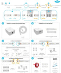 Philips Hue V4 Solo Lightstrip compatibility guide with Two Pack White Micro 6 Pin V4 Extension Cable illustration.