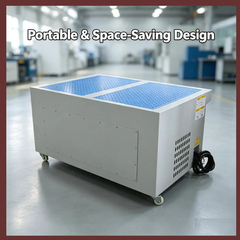 Heavy Duty Top Shelf Industrial Dust Collector And Welding Fume Extractor With Badass 220V 3Kw Motor dual drum design in an industrial setting.