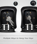 Internal view of Heavy-Duty Key Lock Box Wall Mount with 4-Digit Combination showing key hanging securely inside.