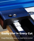 Pro Level Band Saw Fence With Hella Precise Drift Adjustment And Laser Cursor For 14 Inch Woodworking Bandsaws close-up of magnified lens cursor.