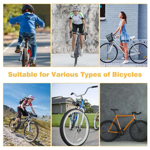 Collage of various bicycles suited for All In One Bike Axle Nuts And Safety Washers Kit 24 Pack M8, M9.5, M10 Sizes use