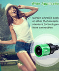 Woman using garden hose with Sixteen Piece Garden Hose Quick Connectors Kit With Three Quarter Inch Plastic Water Hose Fittings