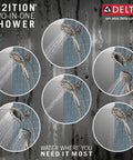 6 views of 4-Setting In2ition 2-In-1 Dual Shower Head With Handheld Spray, Brushed Nickel Detachable Head, 1.75 GPM Flow