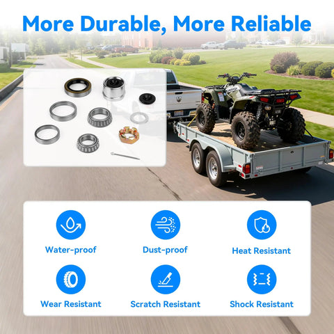 4 Sets 1.98 Inch Trailer Axle Hub Bearing Kit For 3500 Lb Trailers With L68149 L44649 Bearings Dust Cap 171255TB Grease Seals