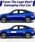 Custom Car Magnet Sheets 12 Inch By 4 Inch Flexible Blank Bumper Magnets For Cars demonstrating removable feature on blue vehicle.