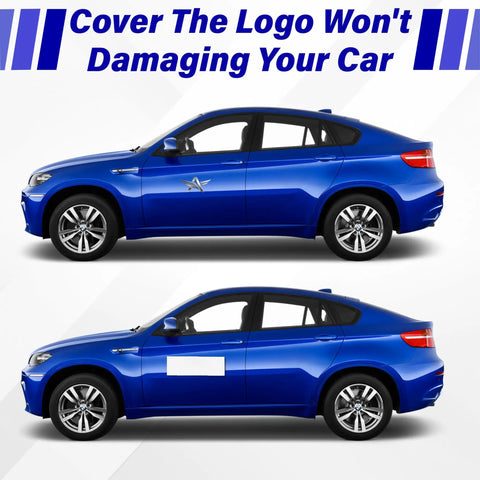 Custom Car Magnet Sheets 12 Inch By 4 Inch Flexible Blank Bumper Magnets For Cars demonstrating removable feature on blue vehicle.