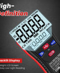 Rechargeable Digital Multimeter Tester With Type-C Interface, 4000 Counts, LCD display close-up showing smart readouts and features