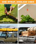 14Ft Retractable Paracord Rope Tie Down Straps With Ratchet Tensioners 6 Pack 150Lb Each for tents, plants, kayaks, cargo