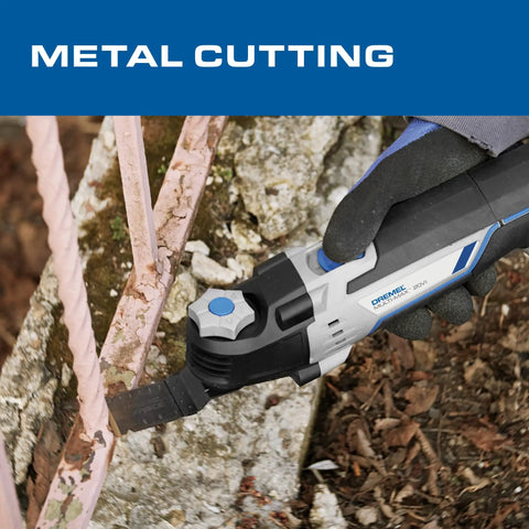 Badass 20V Cordless Oscillating Multi-Tool Kit With 2.0Ah Battery And Fast Charger in action cutting metal rebar.