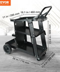 Heavy Duty 3 Tier Welding Cart With 360 Degree Swivel Wheels, Tank Storage And Safety Chains, Rolling Cart For MIG TIG ARC