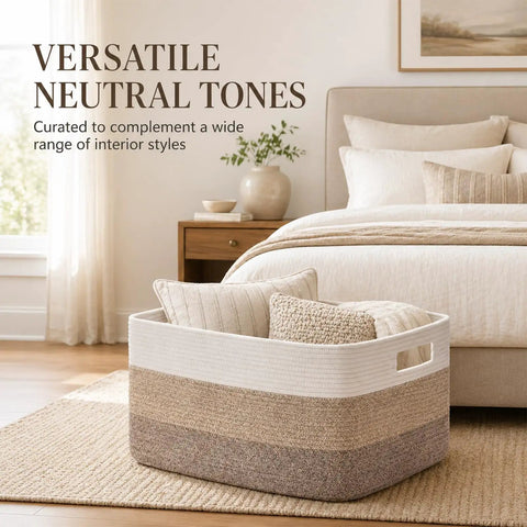 Pretty Sweet Gradient Brown Cotton Rope Storage Basket For Living Room Laundry Hamper And Pet Toy Holder Heck Of A Sturdy Rectangular Crate Holds Blankets Cozy Throws Real Talk Home Fix 75 Liter Capacity