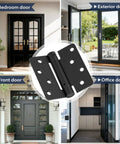 Heavy Duty 4 Inch Self Closing Door Hinges Three Pack with a black finish for bedroom, front, exterior, and office doors.