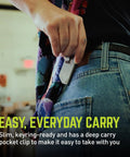 Keychain EDC Utility Knife With One Hand Opening And Four Locking Depth Positions, Durable FRN Grip, Compact Black Cutter For Everyday Carry, Easy Access And Ready For Any Cut. slim pocket clip on jeans