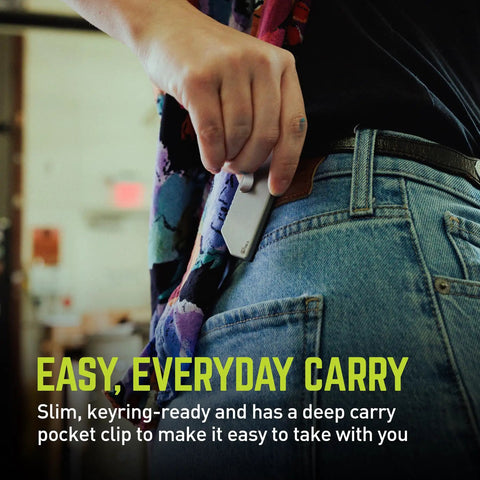 Keychain EDC Utility Knife With One Hand Opening And Four Locking Depth Positions, Durable FRN Grip, Compact Black Cutter For Everyday Carry, Easy Access And Ready For Any Cut. slim pocket clip on jeans