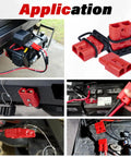 4 Pack 50 Amp Battery Quick Connect Disconnect Plug Kit For Anderson Style Connectors red kit in use with car engines and winches.