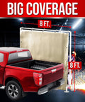 Heat Shield Welding Blanket 8x8 Ft 850GSM Fiberglass Fireproof Mat with Brass Grommets behind pickup truck in workshop