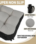 Close-up of Cozy Up Rocking Chair Cushion Set With Tie Back Seat Cushion and Back Pillow showing non-slip woven fabric pads.