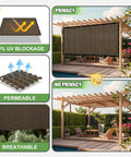 Mocha 6 Ft By 12 Ft Sun Shade Cloth for Pergola and Patio, 90 Percent UV Block, Privacy Screen with Grommets, outdoor setup