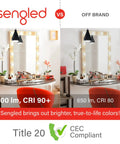 Comparison of Sengled vs Off Brand lighting with Alexa Ready A19 Dimmable LED Bulbs 5000K Daylight 60W Equivalent 800 Lumens High CRI