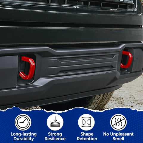 GMC Sierra 1500 Tow Hook Cover Red Silicone Rubber Upgrade Design For 2019 To 2025 Models Front Bumper Accessory Easy Install Durable Replacement Premium Grade Build on truck bumper