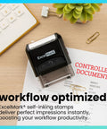 Ready To Roll Self Inking Rubber Stamp Officially Marks Controlled Document Text In Vibrant Red Ink With Transparent Mount For Easy Alignment.