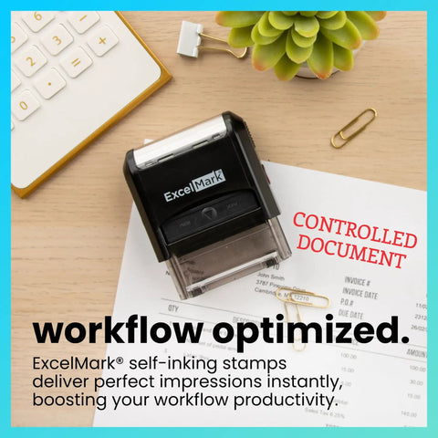 Ready To Roll Self Inking Rubber Stamp Officially Marks Controlled Document Text In Vibrant Red Ink With Transparent Mount For Easy Alignment.