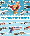 Two Themes In One 3D Paper Building Models Kit For Kids Ages 8 To 12 With 16 Pre Cut Easy To Assemble Aircraft And Weapon Projects