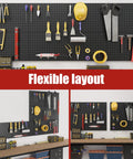 Beefy Heavy Duty Steel Pegboard Panels Set Of 8 With 50 Hooks Each 16 By 12 Inch Wall Organizer For Garage And Workshop