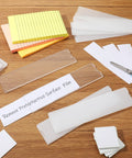 15 Piece Acrylic Name Plate Holder Set 8 By 2 Inch Clear Sign Frame With Adhesive Tape Horizontal Wall Name Plates shown flat