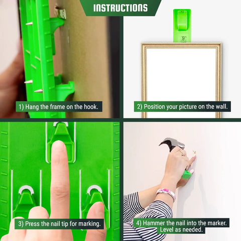 Instructions for using Picture Hanging Kit With 260 Pieces Wall Hangers Hooks Nails And Mini Hammer With Magnetic Head Level Framing Hardware